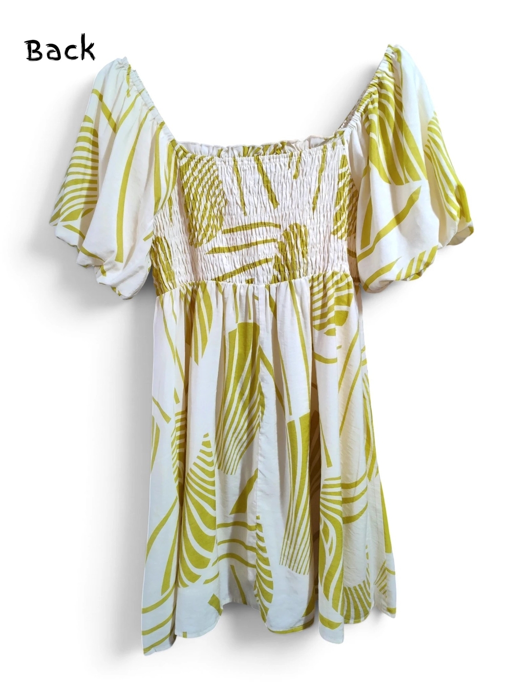 Urban Revivo Abstract Shell Print Mini Smock Dress Puff Sleeve Womens Medium - Picture 8 of 11